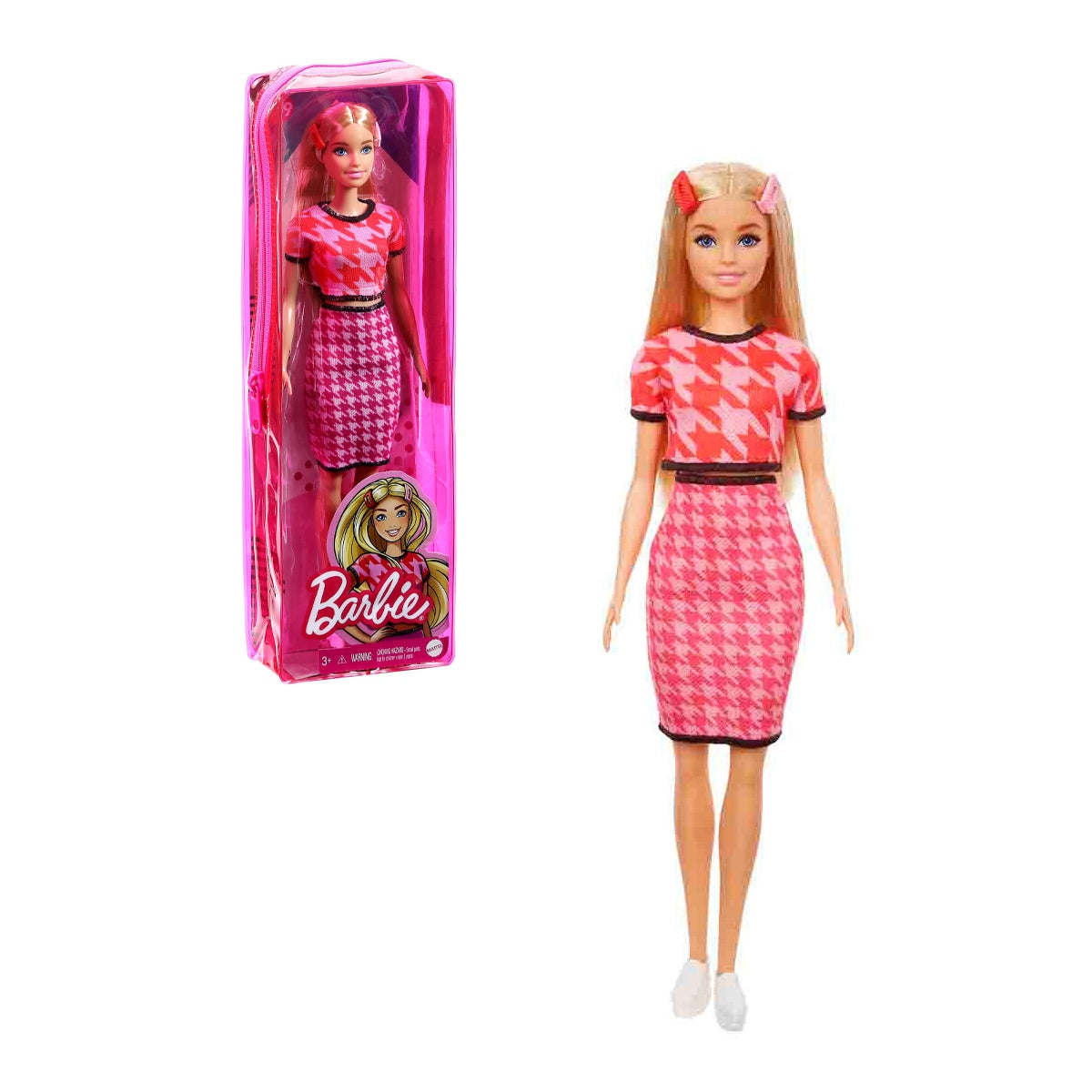 Barbie Fashionistas - Vestido Pata De Gallo Rosa